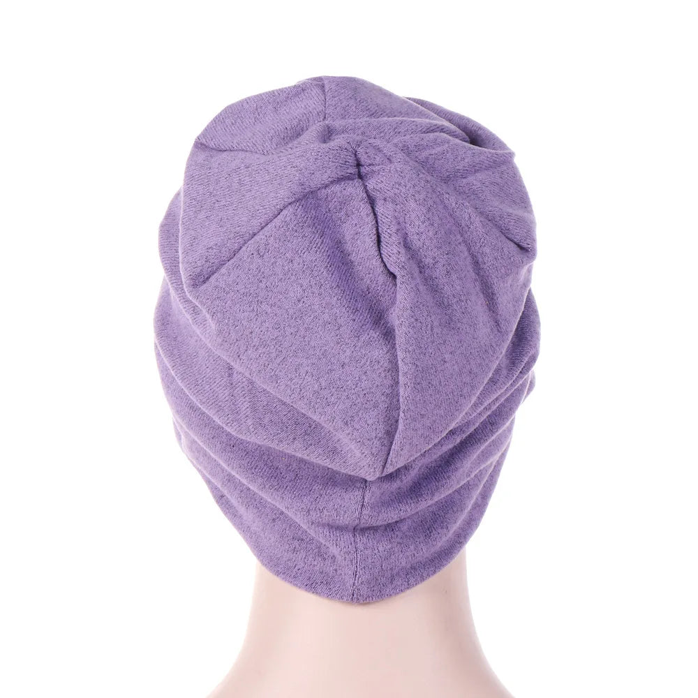 Turban Cap For Women Muslim Plain Brim Hats Stretch Turban Chemo Loss Head Wrap Beanie Casual Head Wrap Scarf