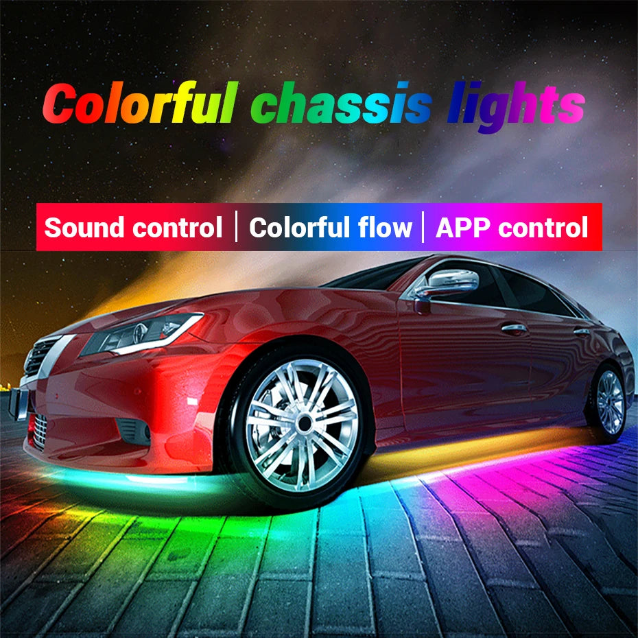 BLALION Car Flexible Underglow Strip Light LED Underbody APP Remote Sound Control RGB Neon Light Atmosphere Lamp Auto Decoration