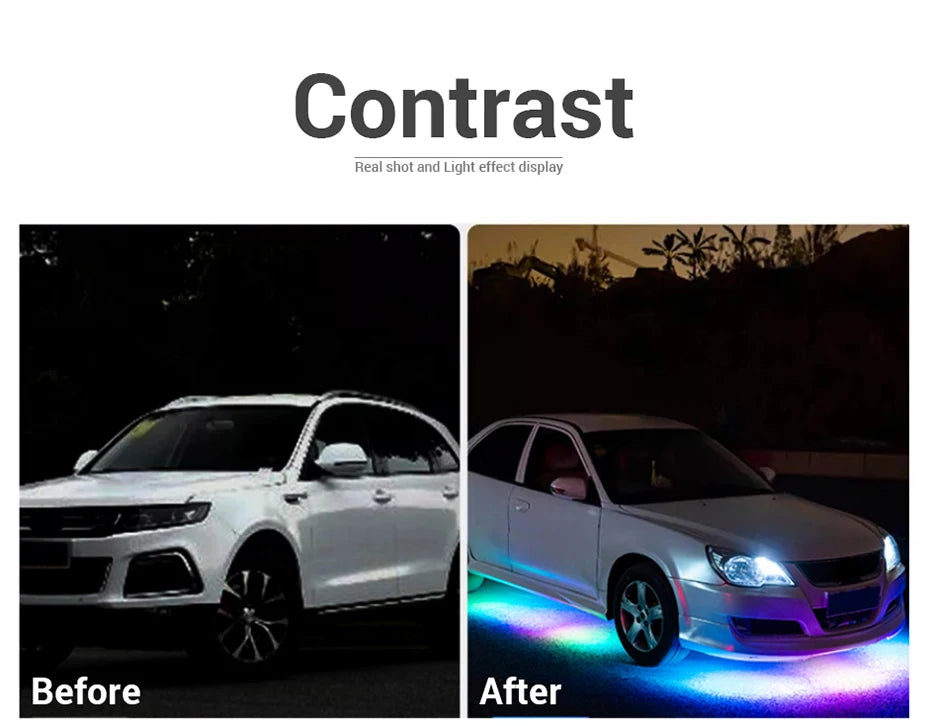 BLALION Car Flexible Underglow Strip Light LED Underbody APP Remote Sound Control RGB Neon Light Atmosphere Lamp Auto Decoration