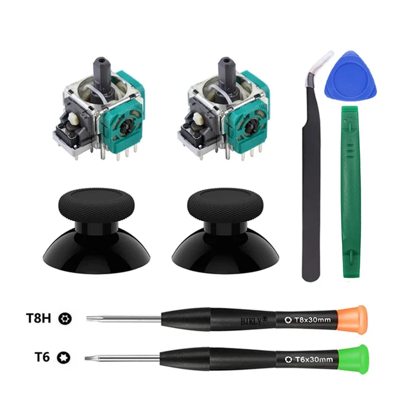 9 in 1 Joystick Replacement Kits for Xbox Series X/S Xbox One Controller with T6/T8 Screwdriver 3D Analog Thumbstick Repair Kit