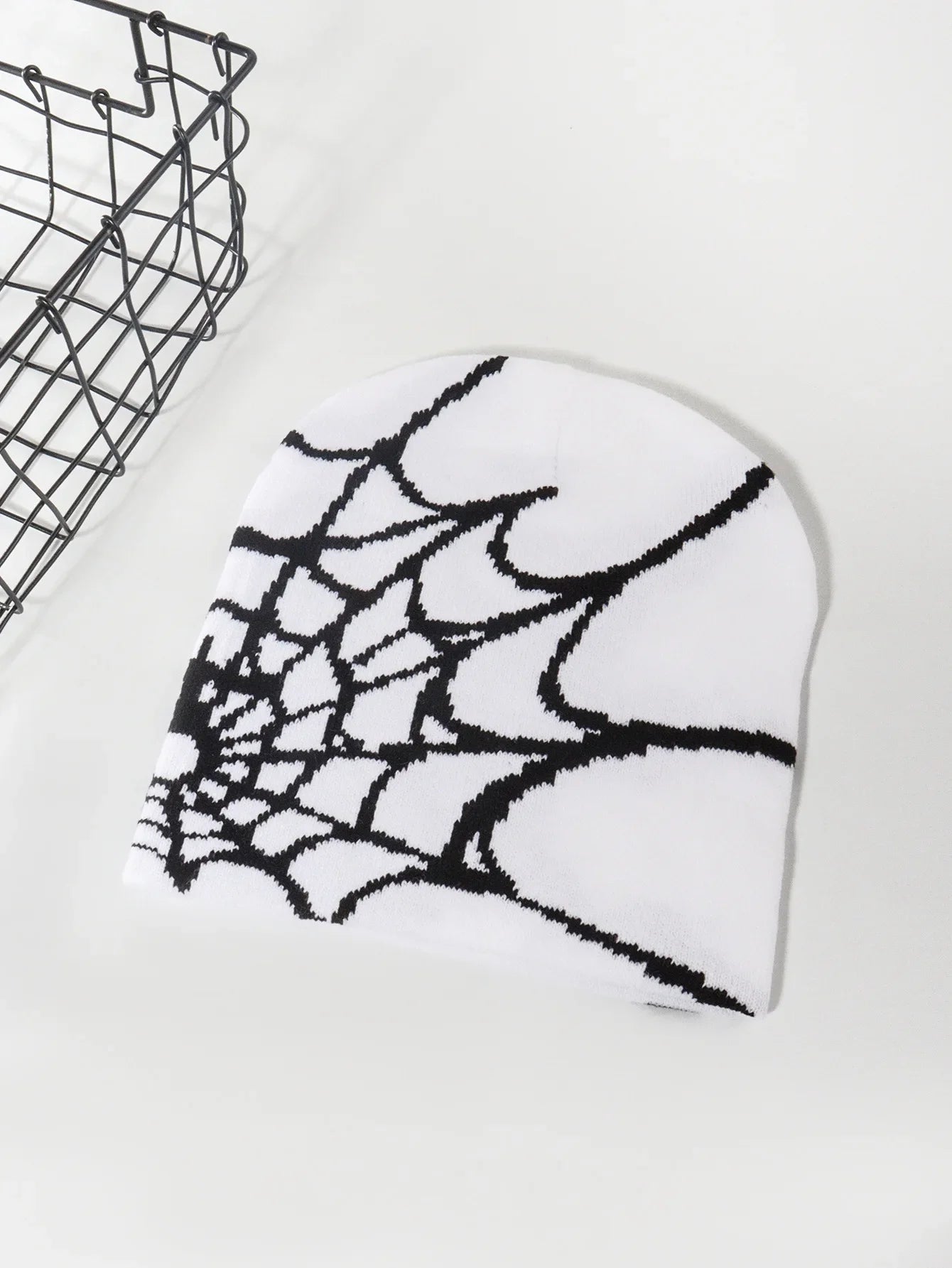 Goth Spider Web Jacquard Beanie Caps Y2K Knitted Warm Hip Hop Unisex Elastic Knit Hat Skull Cap For Women Men