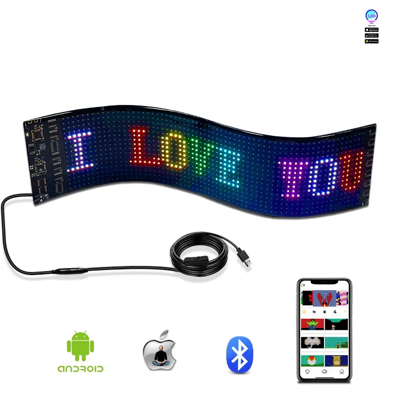 Waterproof App Flex LED glow car rear window digital display sticker programmable Flexible EL Glow LED Panel for car