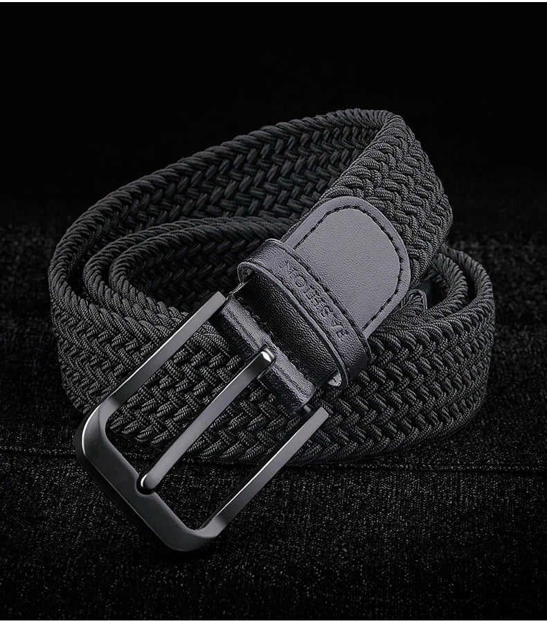 Belt Men 35mm Tide Canvas Elastic Belt Woven Non Porous Design Joker Young Students Jeans Belt