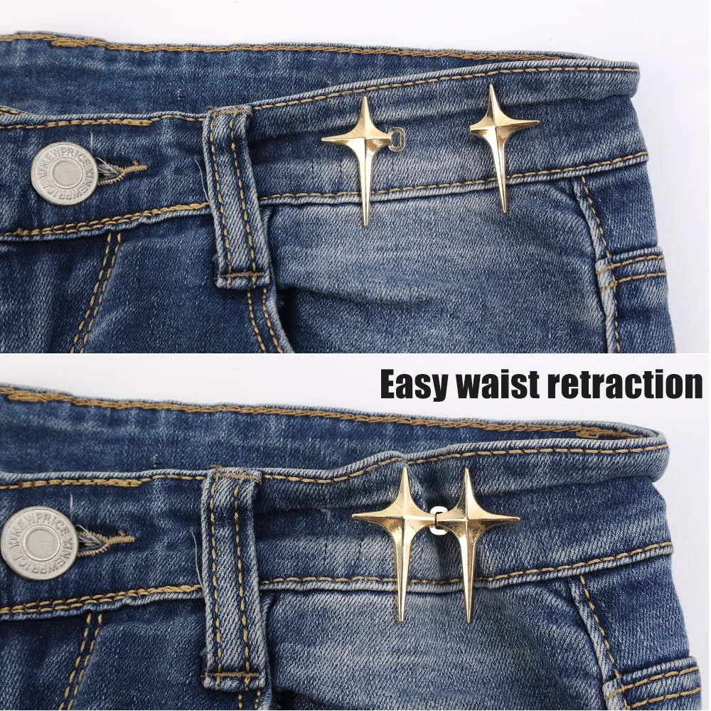 Adjustable Waist Buckle Cross Star Shape Jean Buttons Pins Detachable Metal Buttons Waist Tightener Clothing Accessories