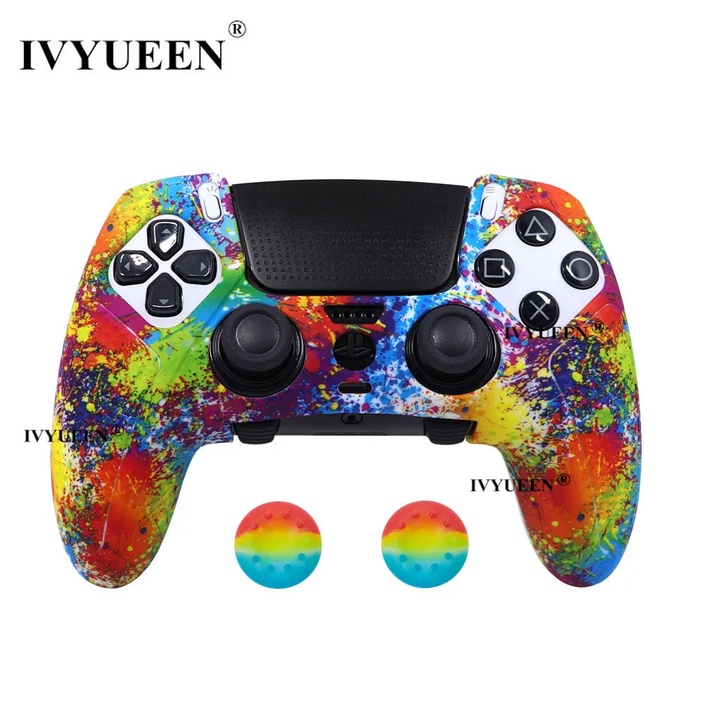 IVYUEEN Water Transform Printing Protective Skin for PlayStation 5 PS5 DualSense Edge Controller Soft Silicone Case Cover