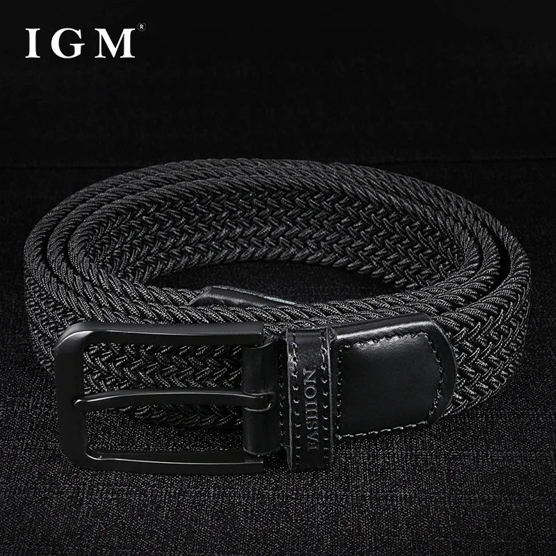 Belt Men 35mm Tide Canvas Elastic Belt Woven Non Porous Design Joker Young Students Jeans Belt