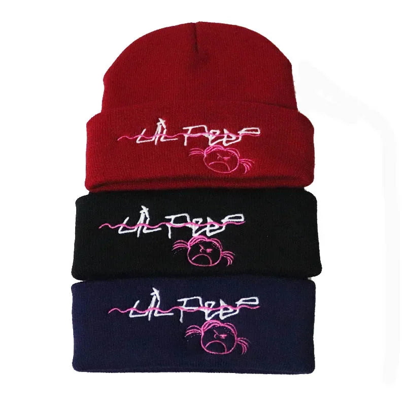 Casual Love Lil Peep Beanies Embroidery Warm Soft Knitted Hat Hip-Hop Bonnet Unisex