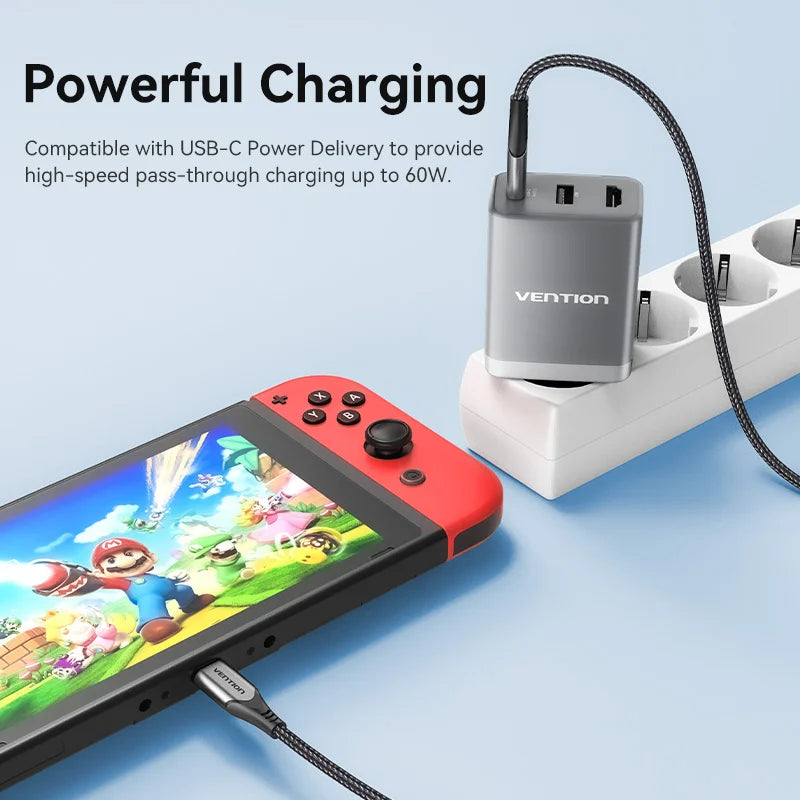 Vention Switch Dock Charger for Nintendo Switch PD 65W GaN Fast Charger for TV 4K HDMI Android Smartphone Tablet iPhone Portable