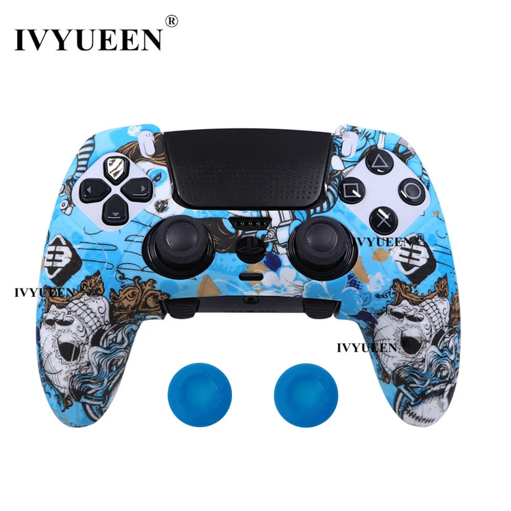 IVYUEEN Water Transform Printing Protective Skin for PlayStation 5 PS5 DualSense Edge Controller Soft Silicone Case Cover