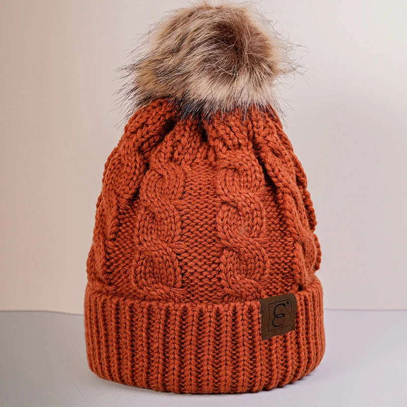 New autumn and winter woolen knitted hat, warm hat, children's anti cold and velvet hat, woolen ball hat