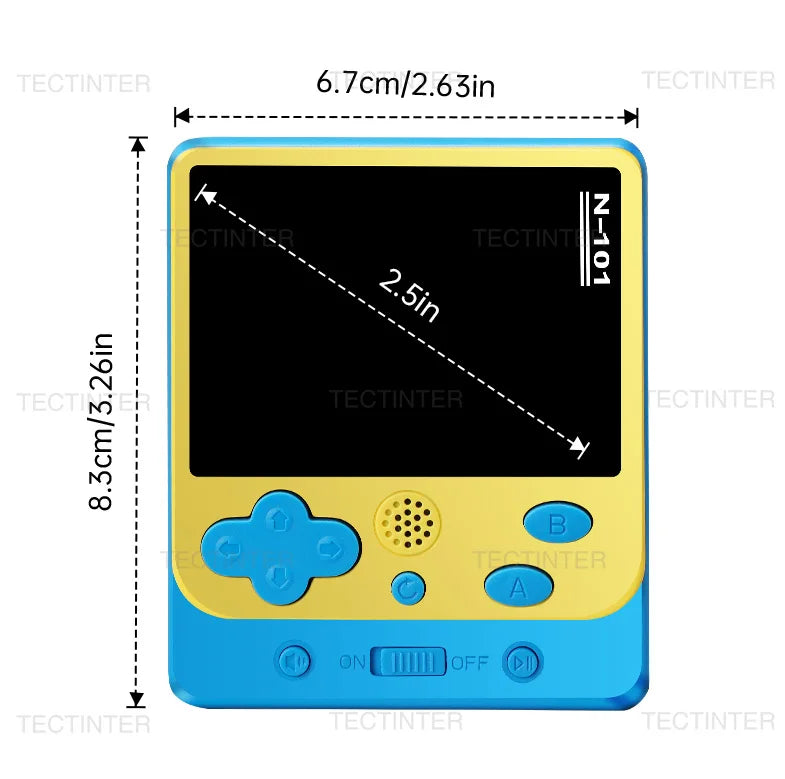 N101 2.5 Inch Mini Portable Retro Handheld Game Player Rechargeable Video Game Console Built-in 319 Classic Games Kids Gift