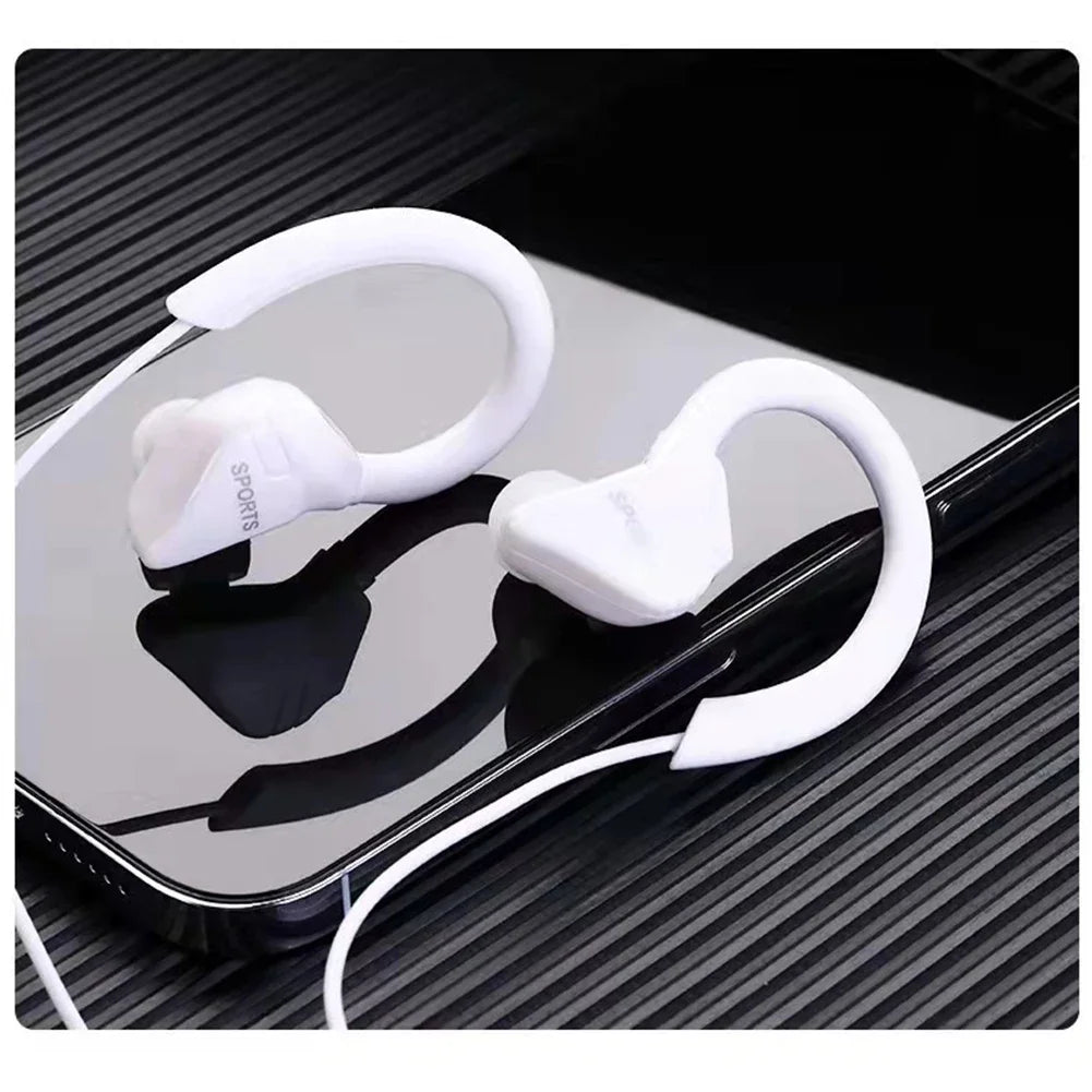 3.5mm Ear Hanging Sport Earphone 1.25m Ear Hook Wired Headphone for IPhone Samsung Xiaomi Huawei MP3 Smartphone in-Ear Headsets