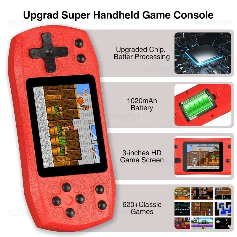 2.4 Inch Retro Video Game Console Built in 620 Classic Games Portable Handheld Game Player Rechargeable Console AV Ouput