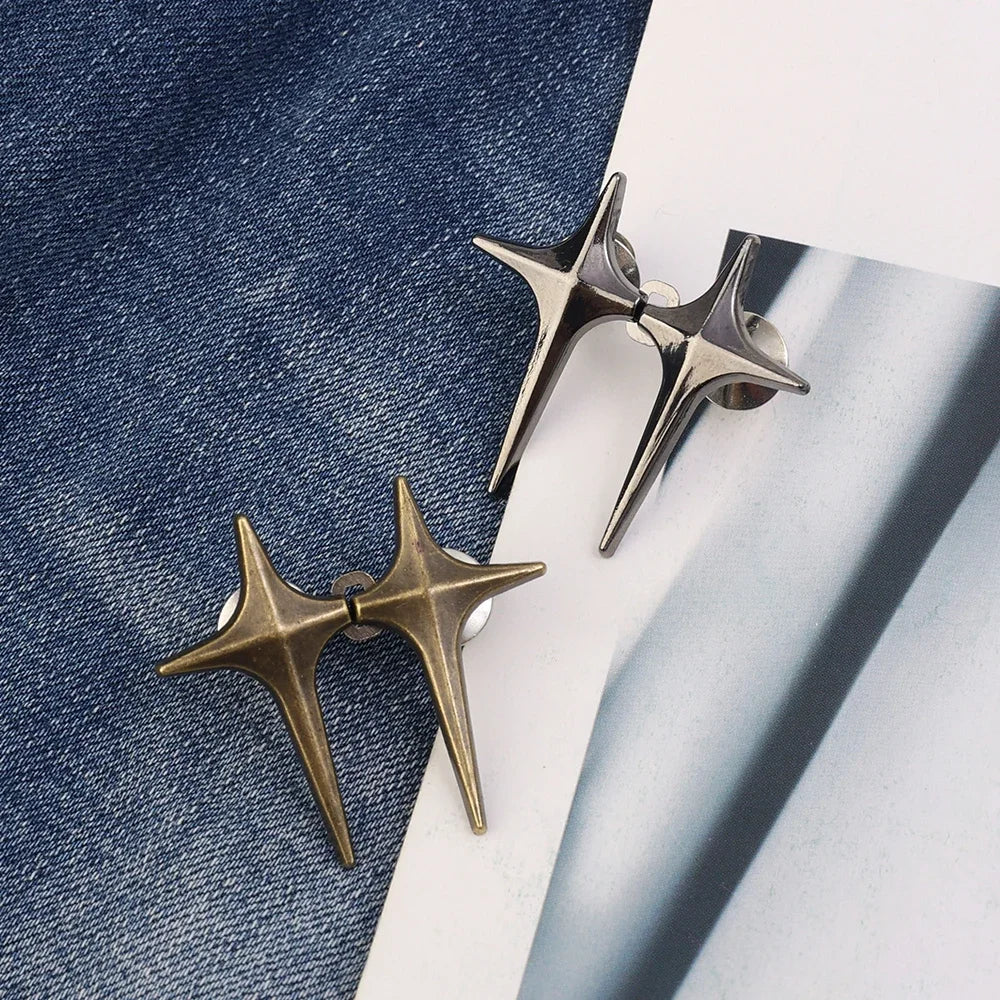 Adjustable Waist Buckle Cross Star Shape Jean Buttons Pins Detachable Metal Buttons Waist Tightener Clothing Accessories