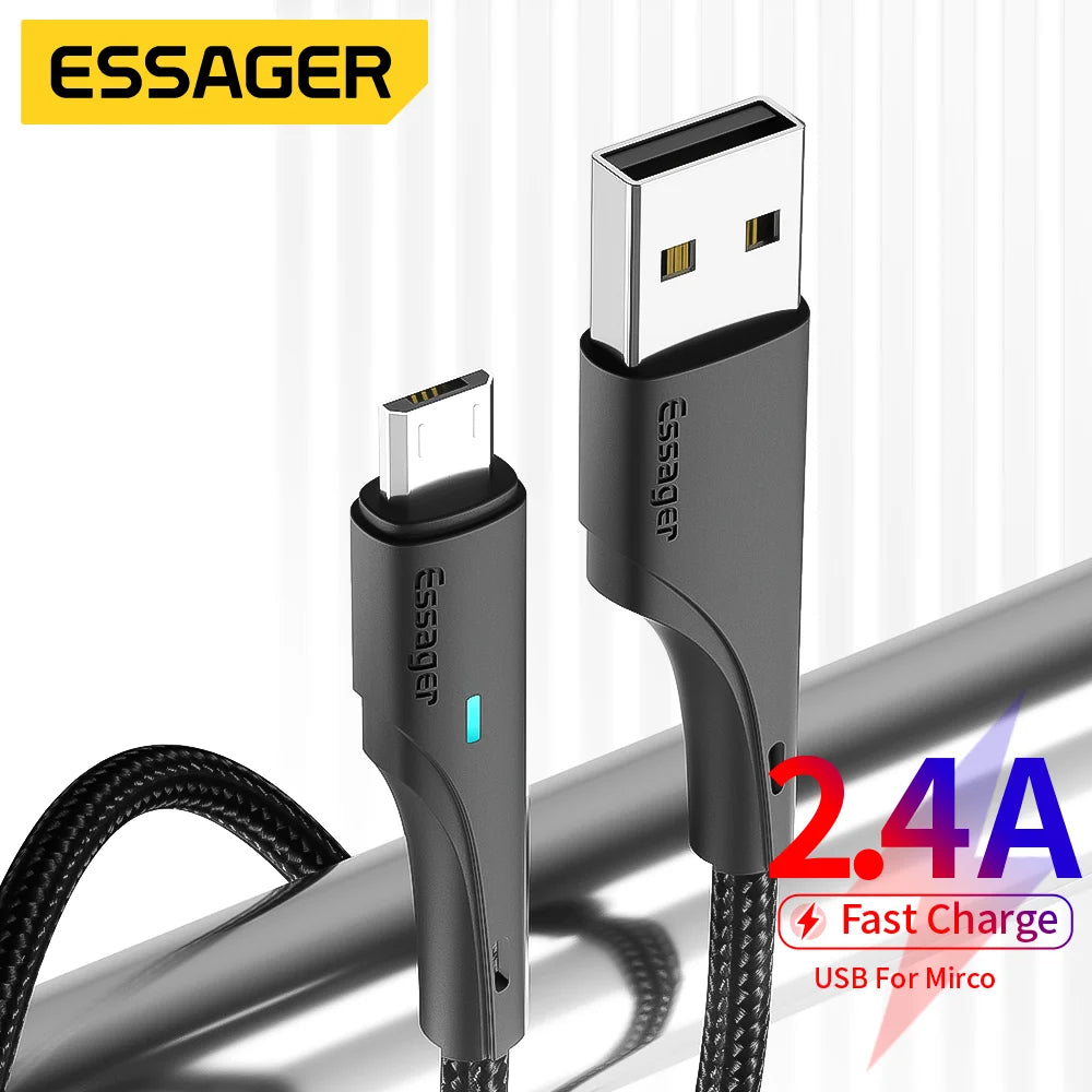 Essager Micro Usb Cable Fast Charger Data Cables Wire For Xiaomi Realme Redmi Note Oneplus Huawei Mobile Phones Charging Cord