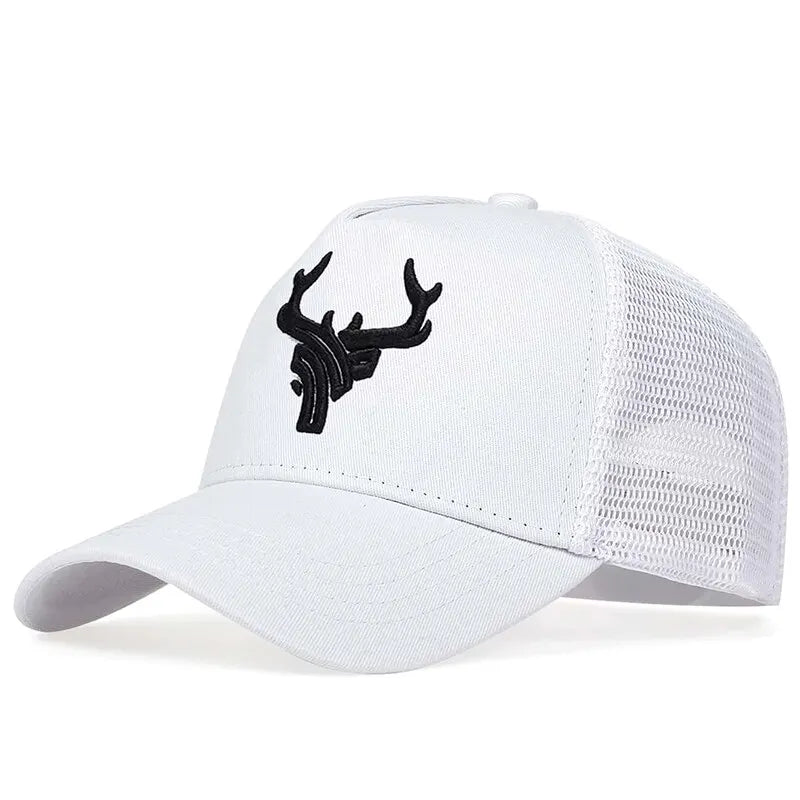 Unisex Animal Antlers Embroidery Baseball Net Caps Spring and Summer Outdoor Adjustable Casual Hats Sunscreen Hat