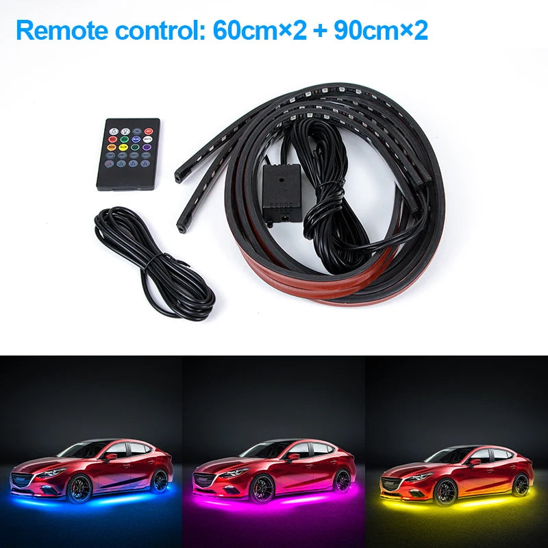 BLALION Car Flexible Underglow Strip Light LED Underbody APP Remote Sound Control RGB Neon Light Atmosphere Lamp Auto Decoration