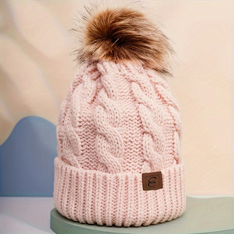 New autumn and winter woolen knitted hat, warm hat, children's anti cold and velvet hat, woolen ball hat