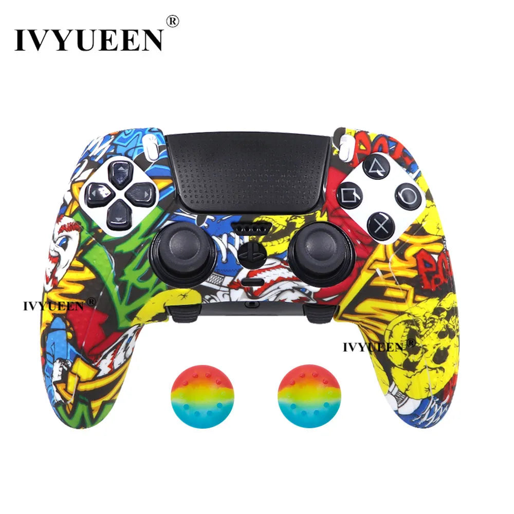 IVYUEEN Water Transform Printing Protective Skin for PlayStation 5 PS5 DualSense Edge Controller Soft Silicone Case Cover