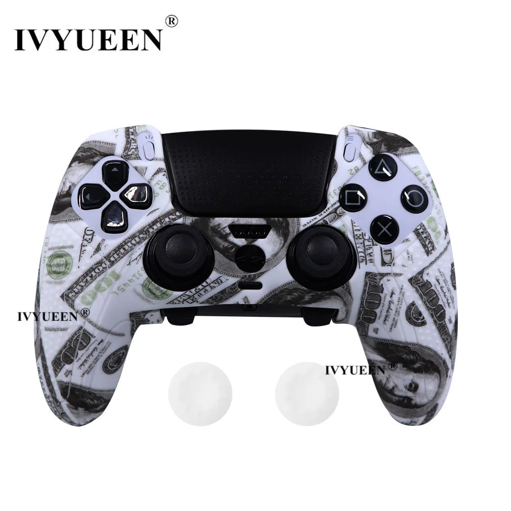 IVYUEEN Water Transform Printing Protective Skin for PlayStation 5 PS5 DualSense Edge Controller Soft Silicone Case Cover