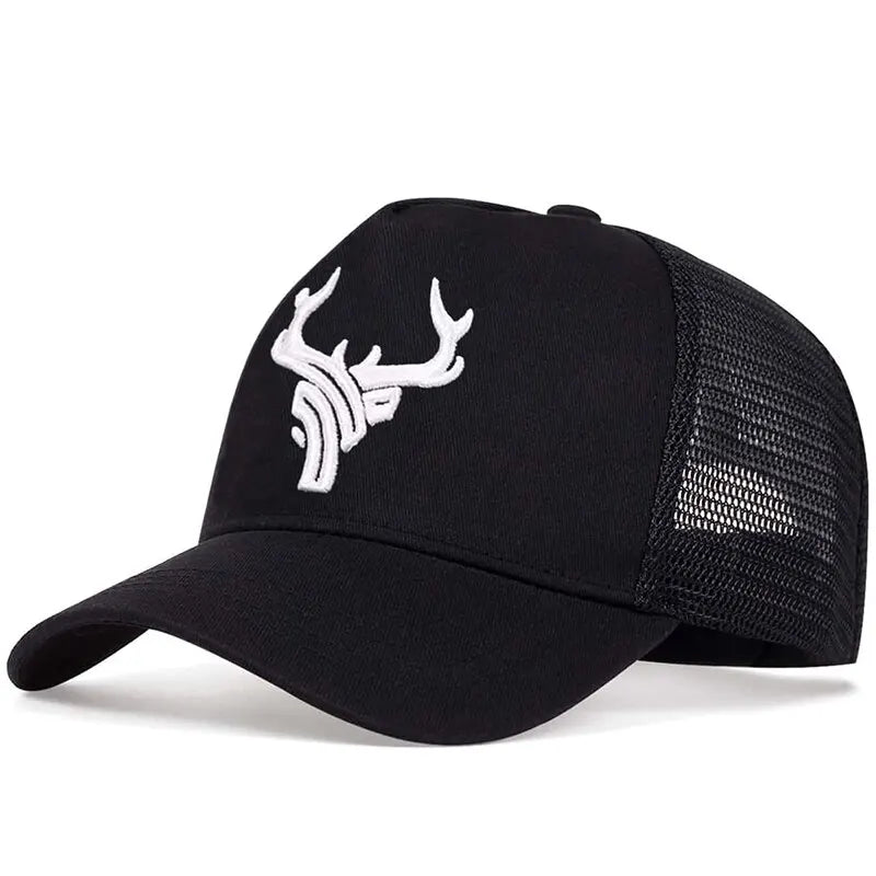 Unisex Animal Antlers Embroidery Baseball Net Caps Spring and Summer Outdoor Adjustable Casual Hats Sunscreen Hat