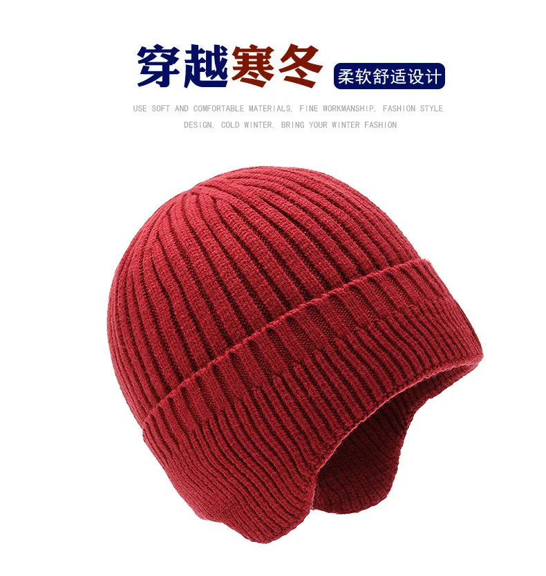 Warm Winter Autumn Trooper Aviator Hat with Earflaps Men Women Ear Protection Fleece Hat Knit Skull Ski Beanies Stylish Beanie