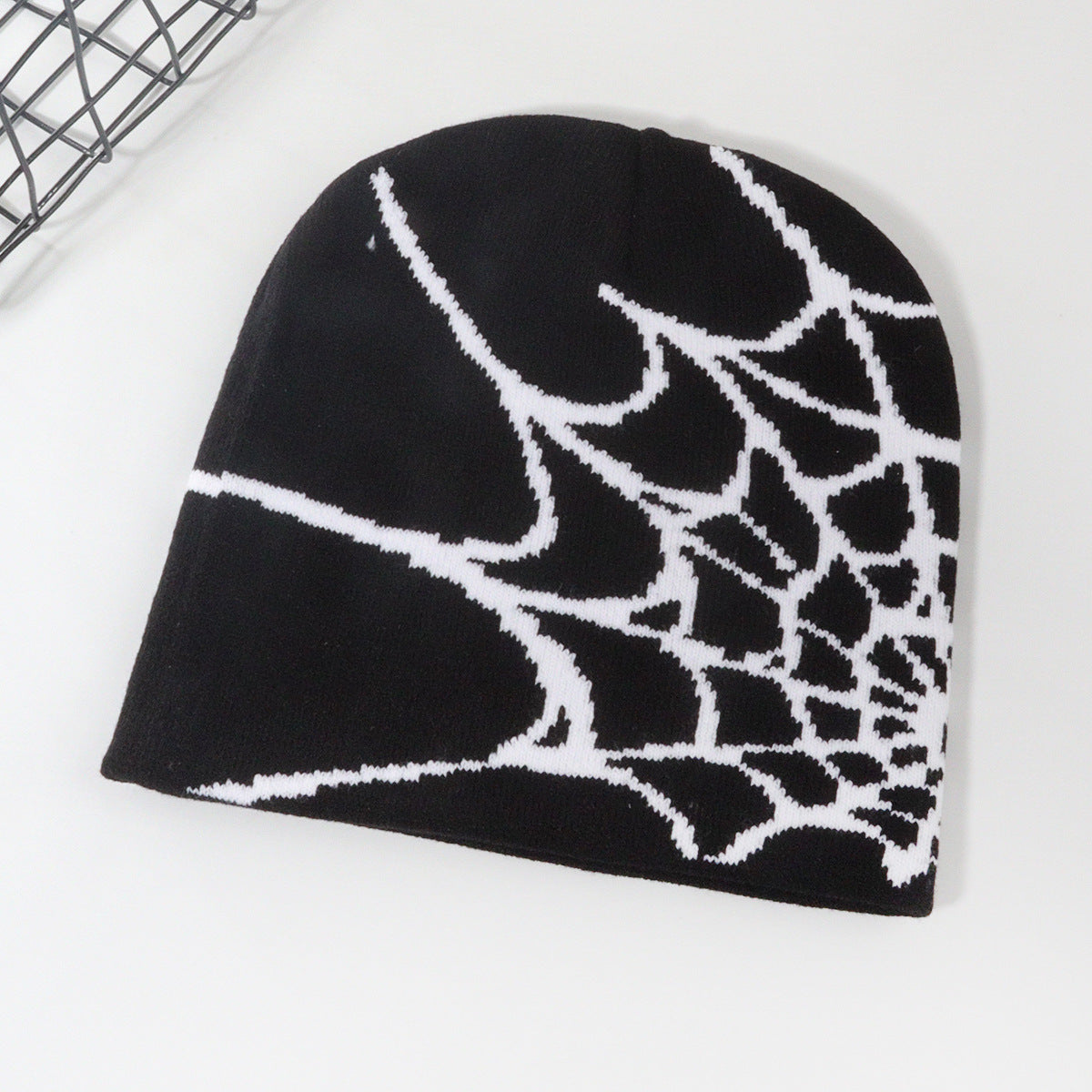 Goth Spider Web Jacquard Beanie Caps Y2K Knitted Warm Hip Hop Unisex Elastic Knit Hat Skull Cap For Women Men