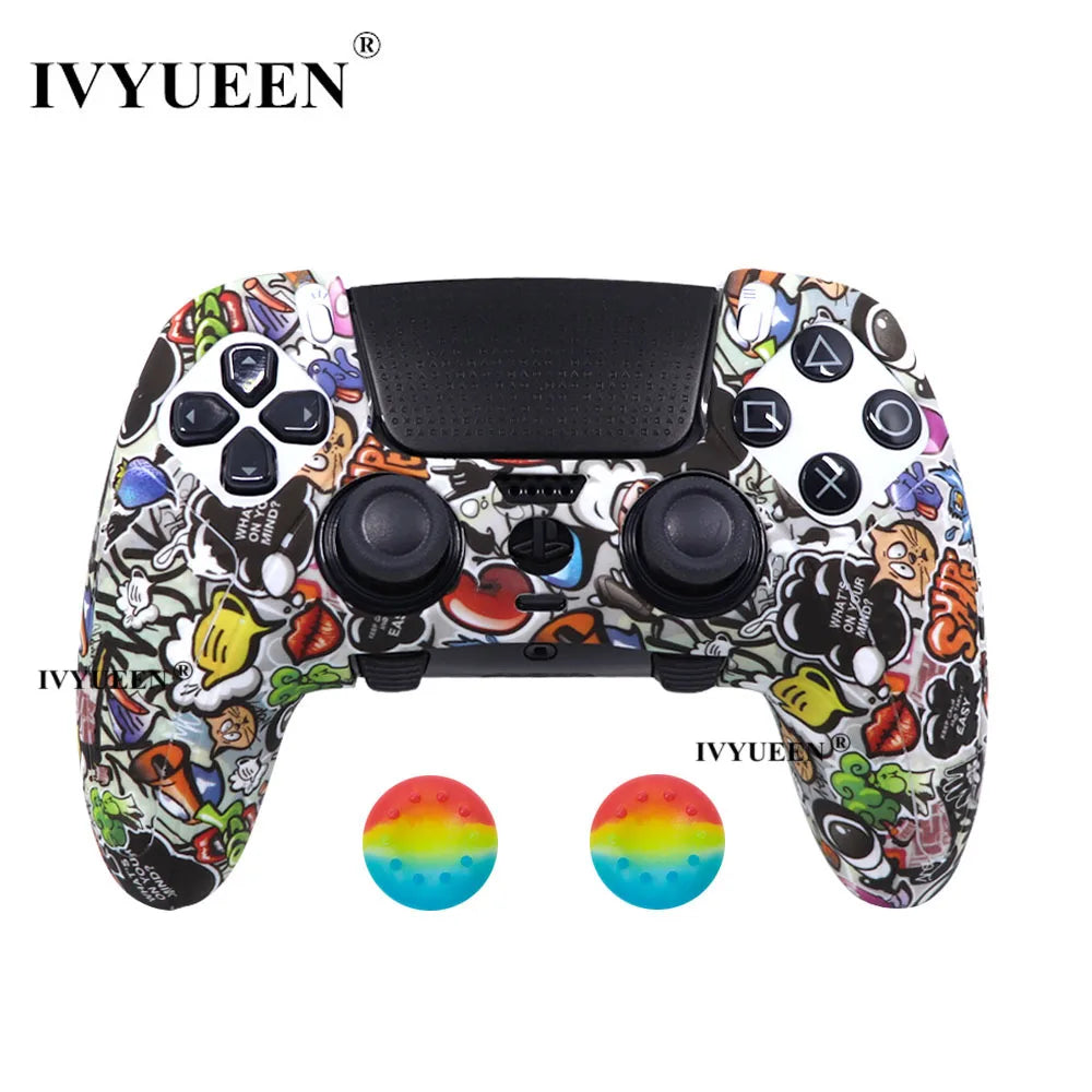 IVYUEEN Water Transform Printing Protective Skin for PlayStation 5 PS5 DualSense Edge Controller Soft Silicone Case Cover