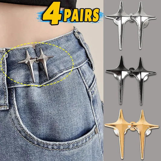 Adjustable Waist Buckle Cross Star Shape Jean Buttons Pins Detachable Metal Buttons Waist Tightener Clothing Accessories