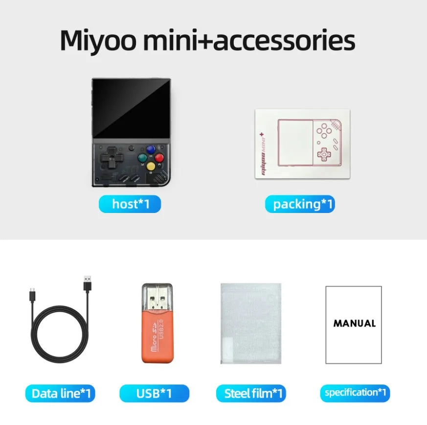 Portable 3.5 inch MIYOO Mini Plus Retro Handheld Game Console Open Source Miyoo mini+ Video Games Player Children Kids Gift 128G