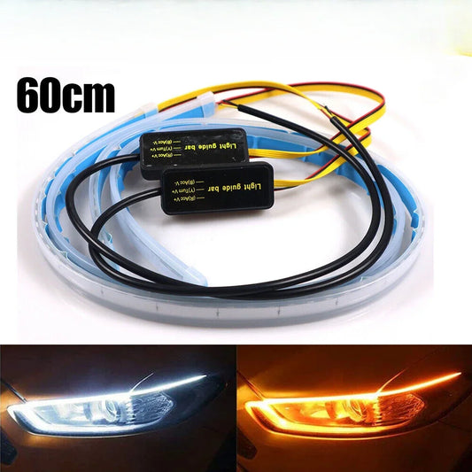 2PCS 30cm 45cm 60cm Sequential LED Strip Indicator Turn Signal DRL Daytime Running Lights