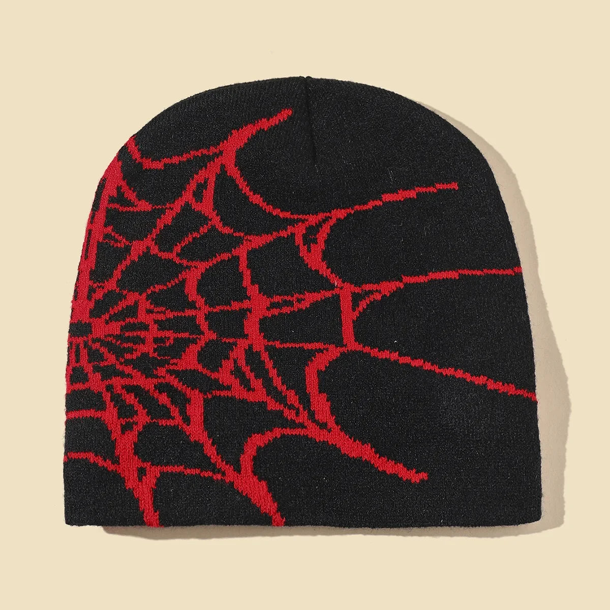 Goth Spider Web Jacquard Beanie Caps Y2K Knitted Warm Hip Hop Unisex Elastic Knit Hat Skull Cap For Women Men