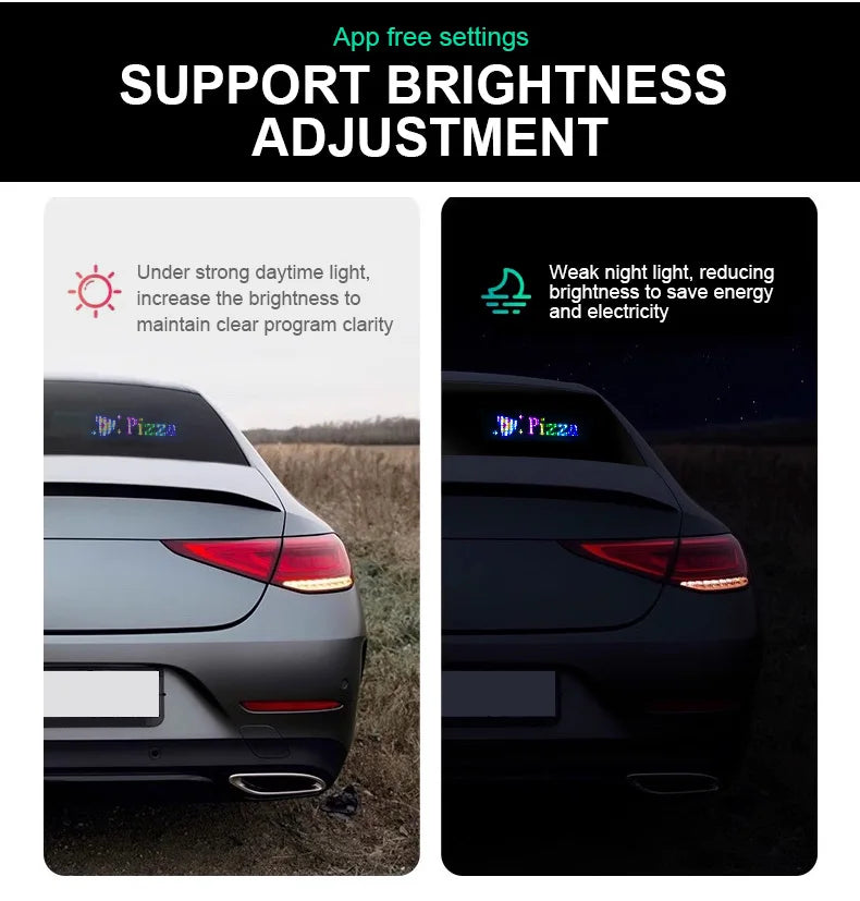 Scrolling Advertising LED Light Car Sign USB 5V Bluetooth App Control Logo Light Programmable Led Display for Car Rear Window