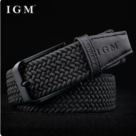 Belt Men 35mm Tide Canvas Elastic Belt Woven Non Porous Design Joker Young Students Jeans Belt