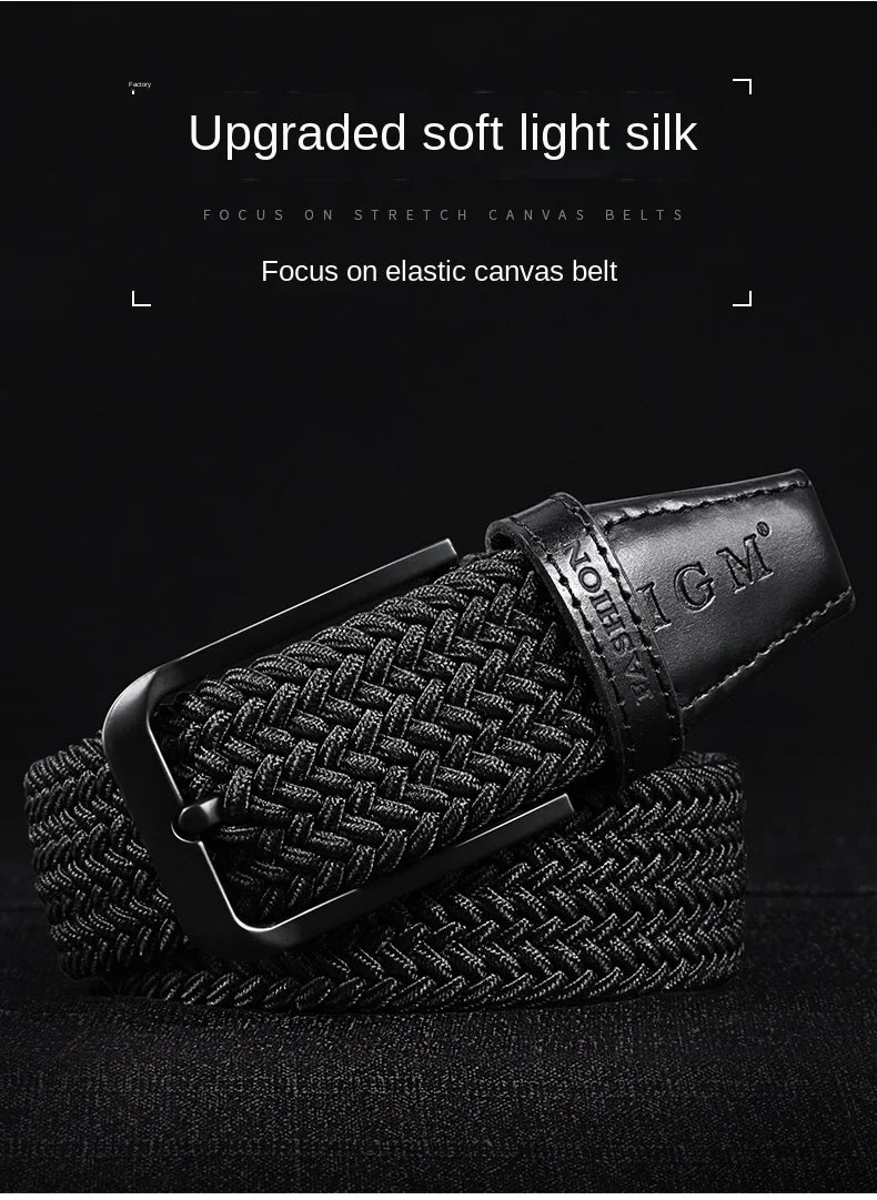 Belt Men 35mm Tide Canvas Elastic Belt Woven Non Porous Design Joker Young Students Jeans Belt