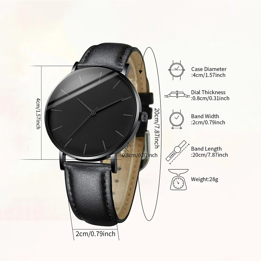 3PCS/Set Fashion Mens Sports Watches Man Business Quartz Wristwatch Luxury Leather Bracelet Men Casual Clock Watch