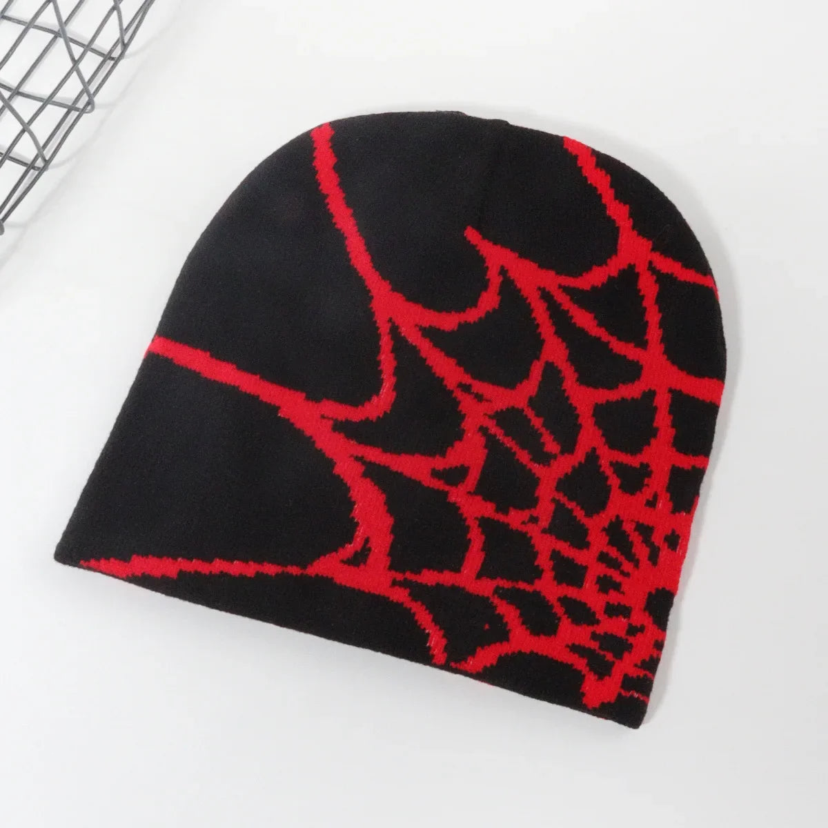 Goth Spider Web Jacquard Beanie Caps Y2K Knitted Warm Hip Hop Unisex Elastic Knit Hat Skull Cap For Women Men