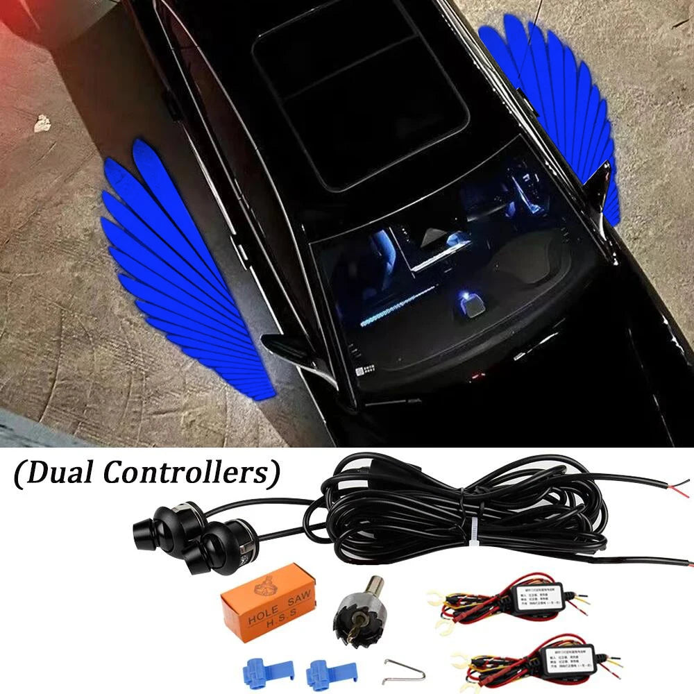 2PCS Car Angel Wings Light Welcome Lights  Led Car Laser Lamp White Decoration Ambient Lamps Auto Accessories