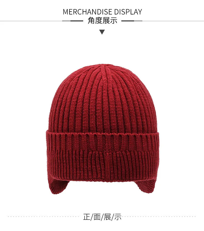 Warm Winter Autumn Trooper Aviator Hat with Earflaps Men Women Ear Protection Fleece Hat Knit Skull Ski Beanies Stylish Beanie