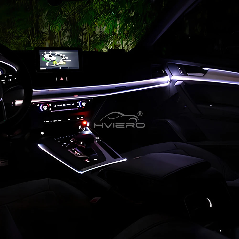 5M Universal Car Interior Lighting white LED Strip Decoration Garl and Wire Rope Tube Line Flexible Neon Lights with USB Drive