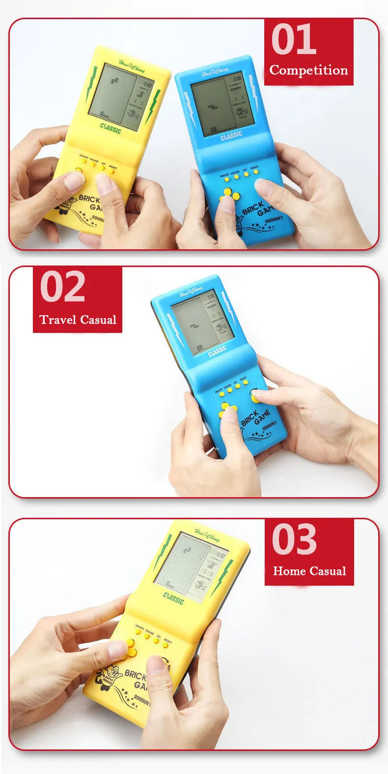 Large Screen Handheld Game Console Built-in 23 Games for Tetris Classic Retro Game Players Machine Puzzle Toys Children Boys