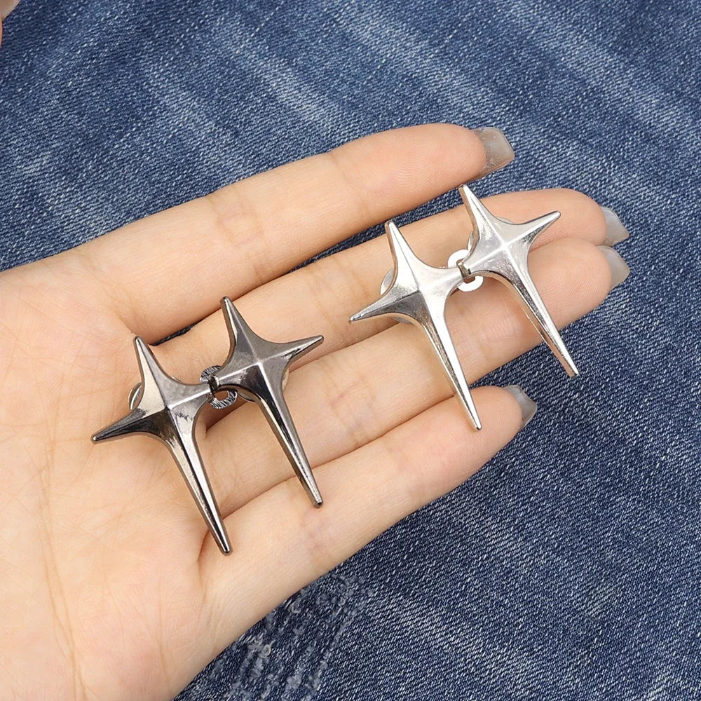 Adjustable Waist Buckle Cross Star Shape Jean Buttons Pins Detachable Metal Buttons Waist Tightener Clothing Accessories