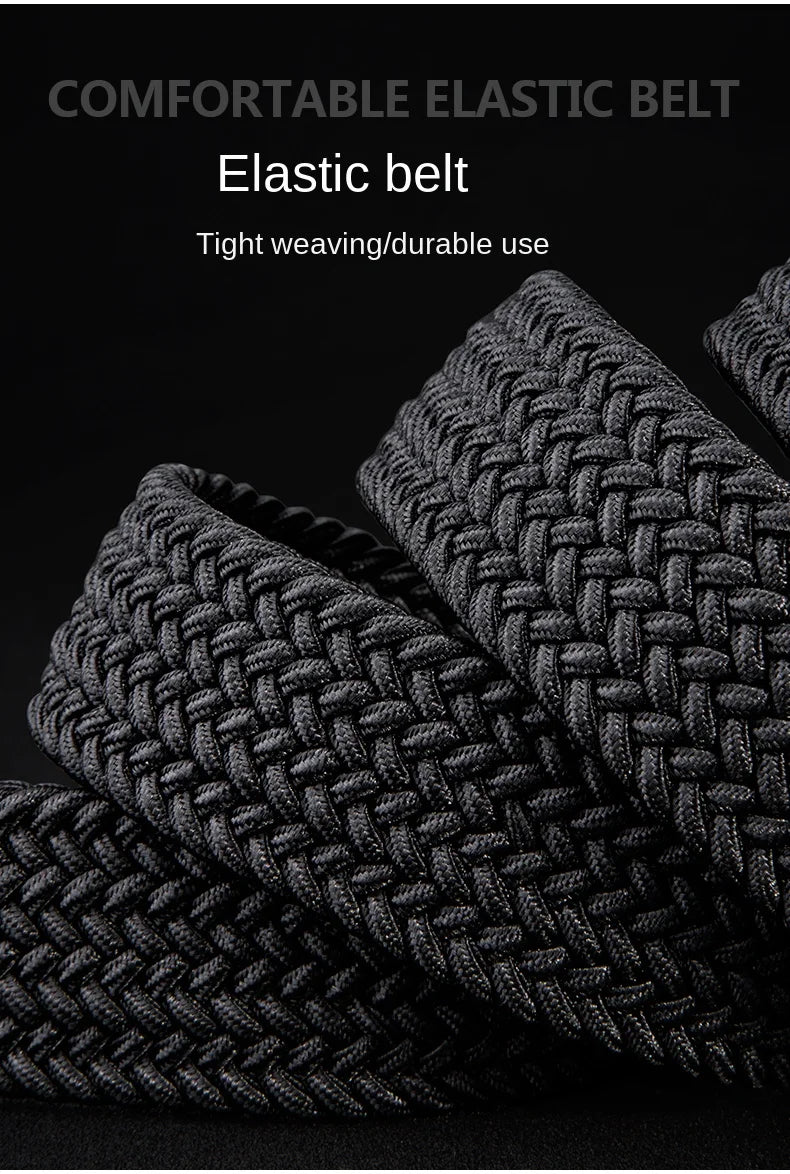 Belt Men 35mm Tide Canvas Elastic Belt Woven Non Porous Design Joker Young Students Jeans Belt