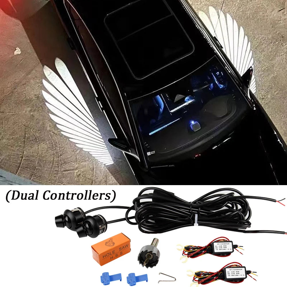 2PCS Car Angel Wings Light Welcome Lights  Led Car Laser Lamp White Decoration Ambient Lamps Auto Accessories